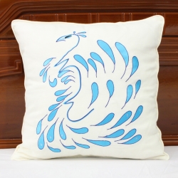 Peacock embroidered cushion cover
